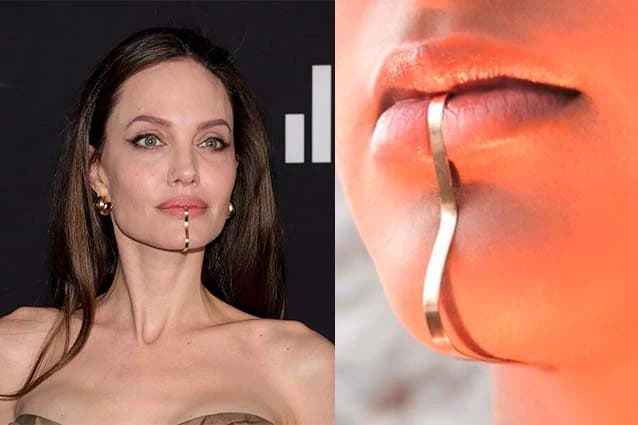 Il chin cuff, lo strano gioiello in stile maori di Angelina Jolie